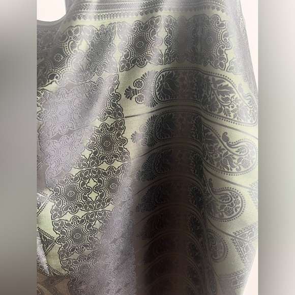 Sophisticated FabIndia style Sari 100% Silk Saree Forest 🌳 green black thread wk - Picture 3 of 14